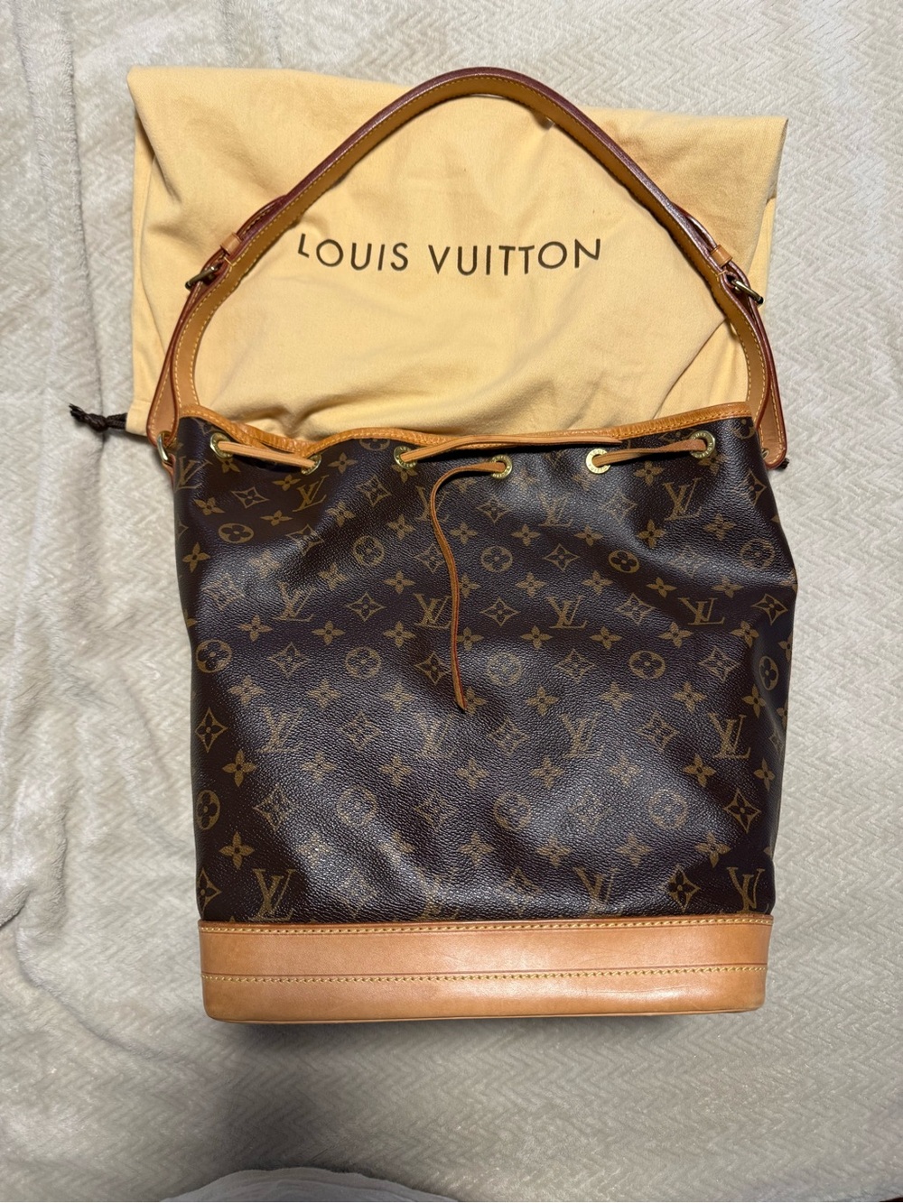 Louis Vuitton Monogram Canvas Brown and Tan Noé Shoulder Bag